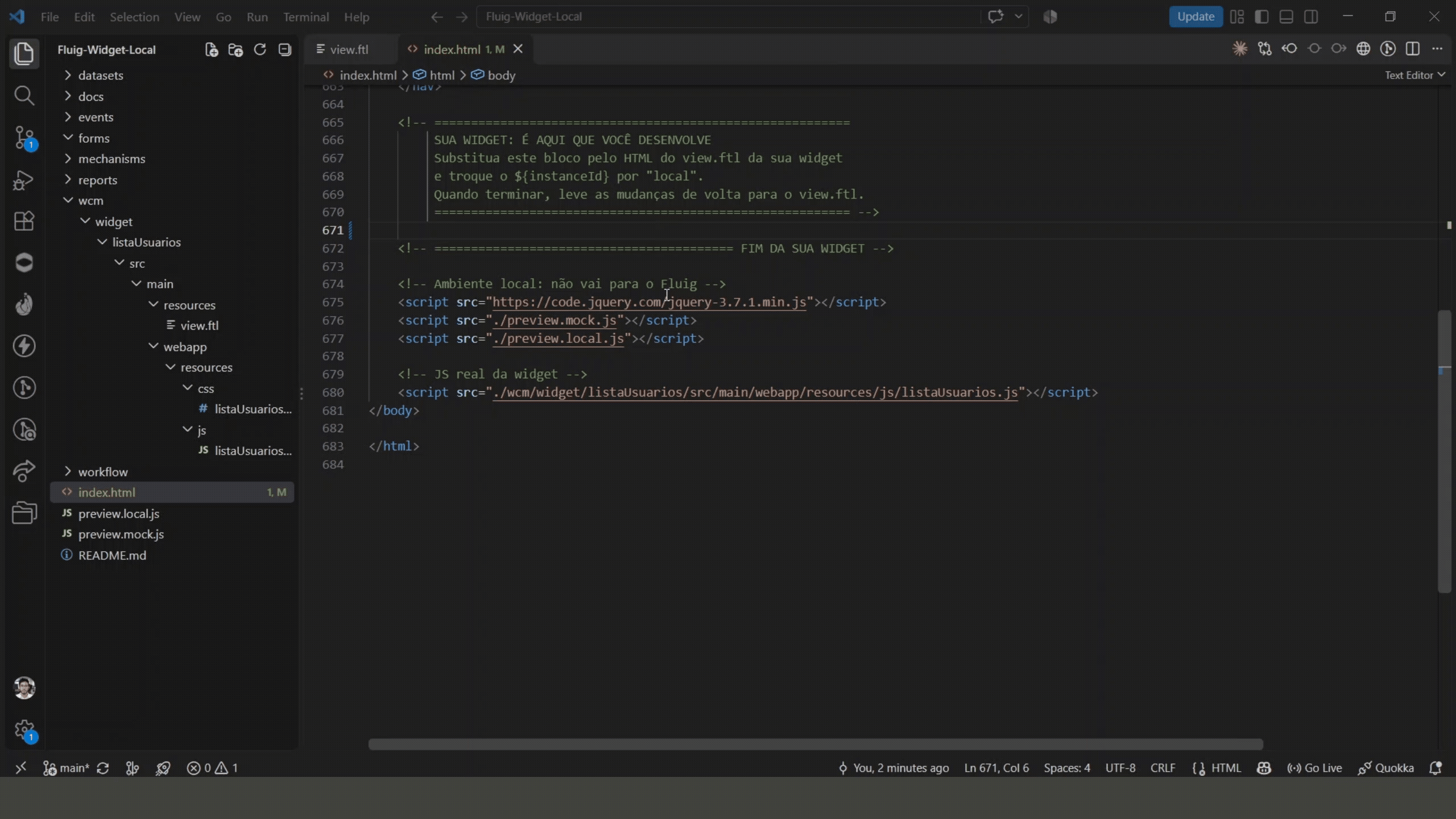 Ao salvar o arquivo no VS Code, o navegador recarrega sozinho com a mudança.
